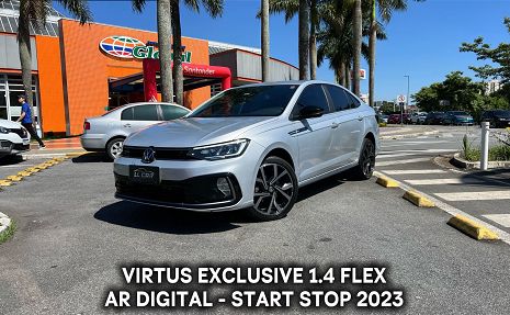 VIRTUS EXCLUSIVE 1.4 TSI - TOP DE LINHA - NOVÍSSIMO Prata - 2023 IPVA grátis!